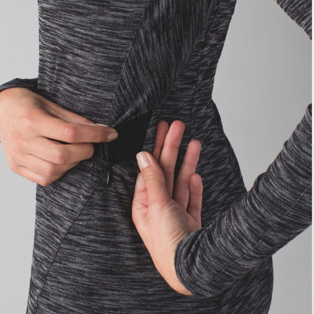 Lululemon &go Where-To Dress Long Sleeve Heathered Black Size 8 - Picture 4 of 14